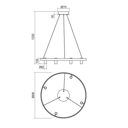 Redo 01-2492 - Lampadario LED a sospensione con filo SUMMIT LED/53,5W/230V CRI 90 diametro 80,8 cm oro