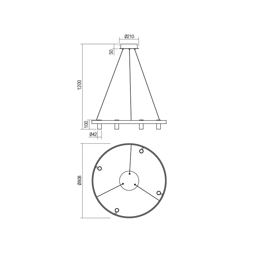 Redo 01-2492 - Lampadario LED a sospensione con filo SUMMIT LED/53,5W/230V CRI 90 diametro 80,8 cm oro