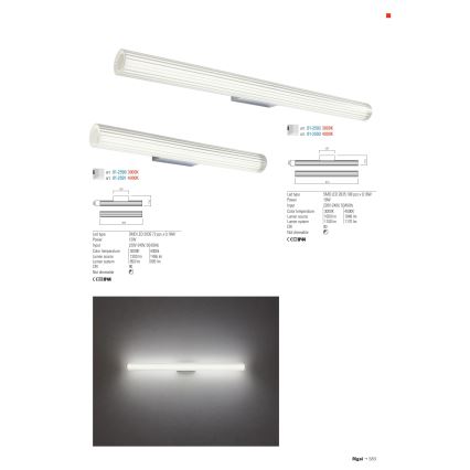 Redo 01-2591 - Illuminazione LED per specchio da bagno RIGAL LED/12W/230V 4000K 90 cm CRI 90 IP44 cromo lucido/bianco