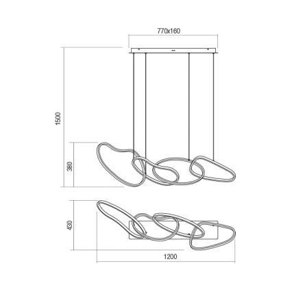 Redo 01-2596 - Lampadario a sospensione con filo LED dimmerabile BIAS LED/87,4W/230V CRI 90 3000K nero