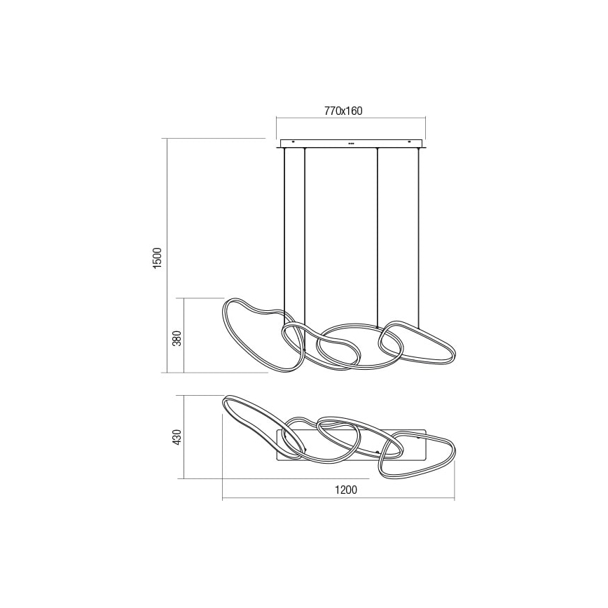 Redo 01-2596 - Lampadario a sospensione con filo LED dimmerabile BIAS LED/87,4W/230V CRI 90 3000K nero