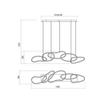 Redo 01-2597 - Lampadario a sospensione con filo LED dimmerabile BIAS LED/108,6W/230V 3000K bianco