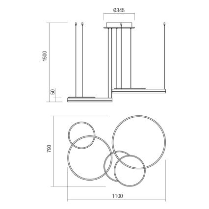Redo 01-2608 - Lampada a sospensione dimmerabile a cavo SIGUA LED/114W/230V CRI 90 bianca