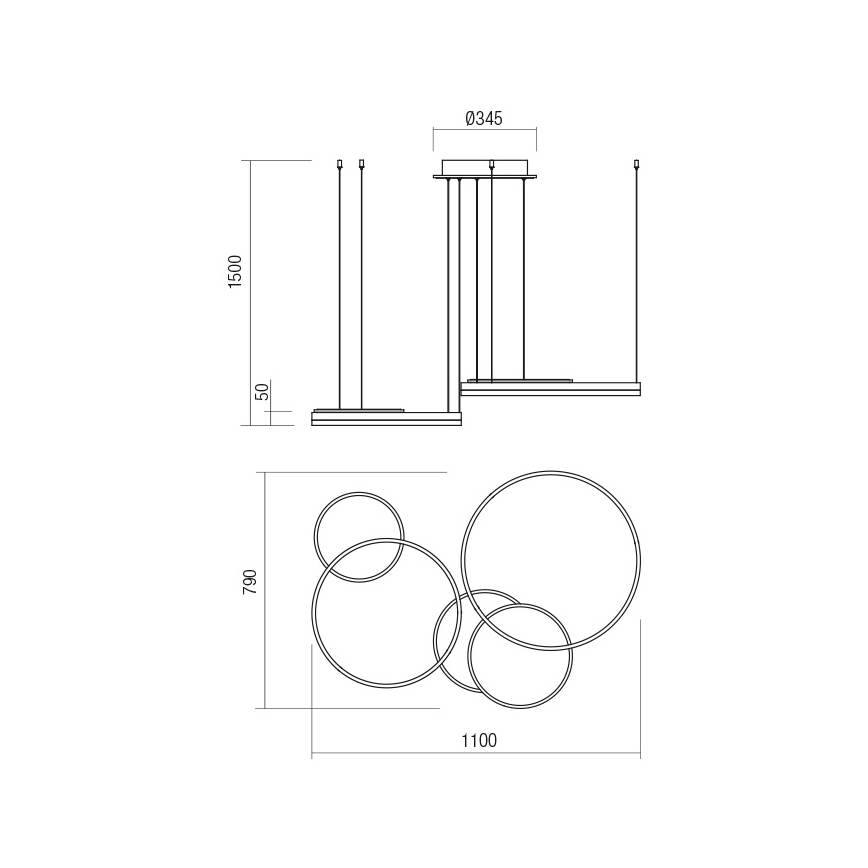 Redo 01-2608 - Lampada a sospensione dimmerabile a cavo SIGUA LED/114W/230V CRI 90 bianca