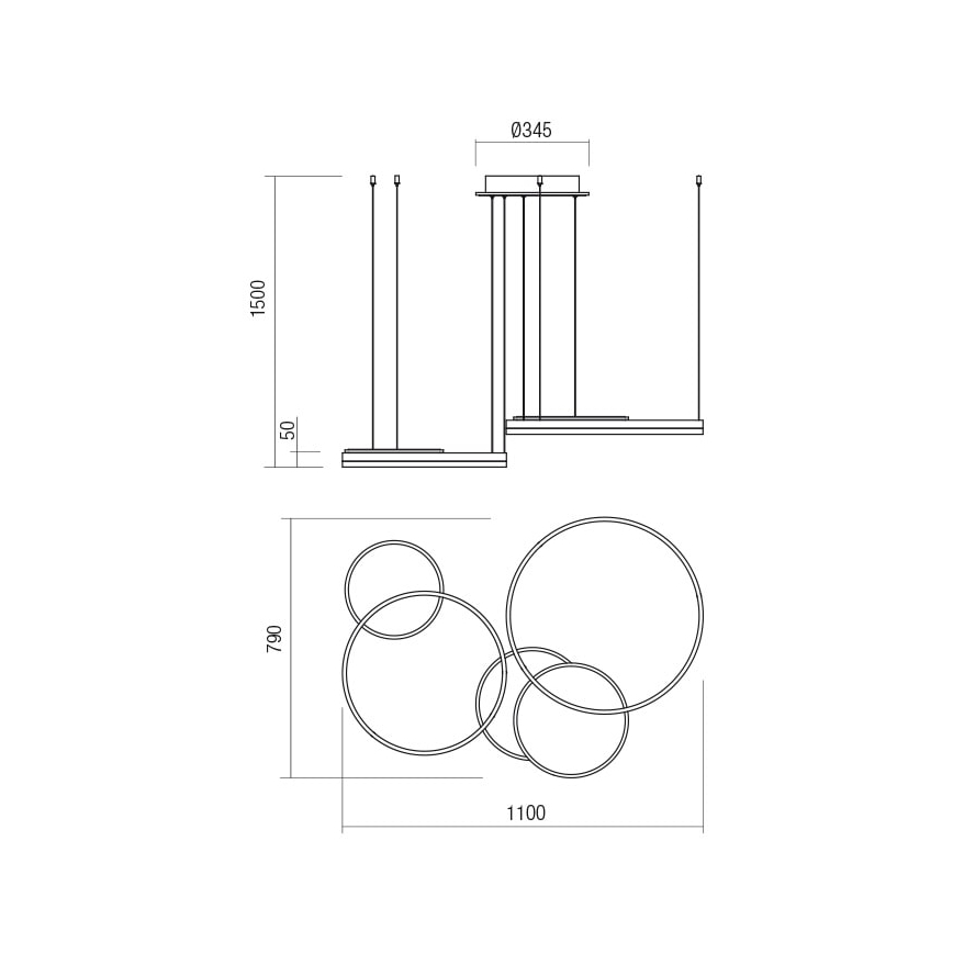 Redo 01-2610 - Lampadario a sospensione con filo LED dimmerabile SIGUA LED/114W/230V CRI 90 3000K marrone