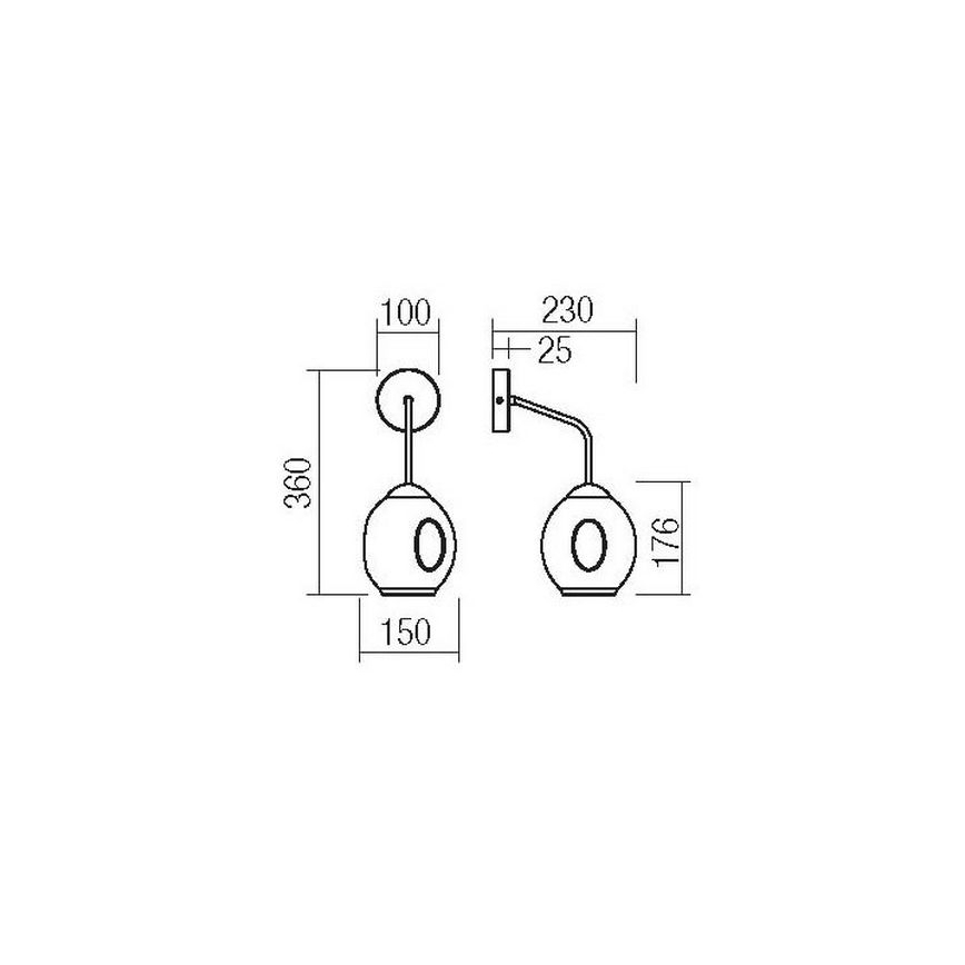 Redo 01-2618 - Applique PIERCE 1xE27/42W/230V nero/fumé