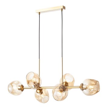 Redo 01-2619 - Lampadario a sospensione con filo PIERCE 6xE27/42W/230V oro/fumé