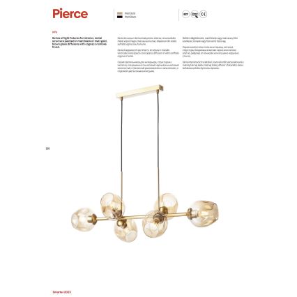 Redo 01-2622 - Lampadario a sospensione con filo PIERCE 8xE27/42W/230V nero/fumé