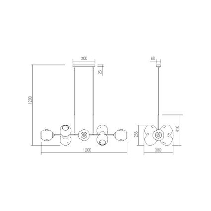 Redo 01-2622 - Lampadario a sospensione con filo PIERCE 8xE27/42W/230V nero/fumé