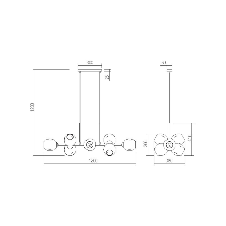 Redo 01-2622 - Lampadario a sospensione con filo PIERCE 8xE27/42W/230V nero/fumé