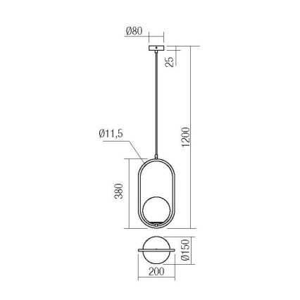 Redo 01-2624 - Lampadario a sospensione con filo NIVA 1xE14/28W/230V