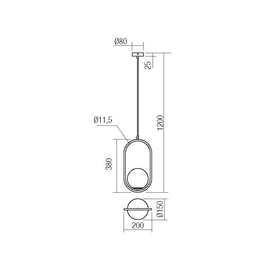 Redo 01-2624 - Lampadario a sospensione con filo NIVA 1xE14/28W/230V