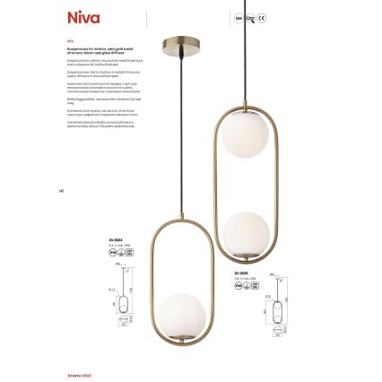 Redo 01-2626 - Lampadario a sospensione con filo NIVA 2xE14/28W/230V