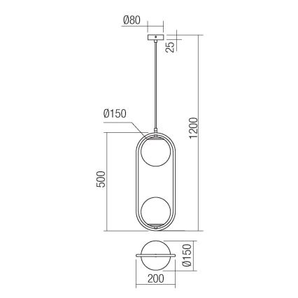 Redo 01-2626 - Lampadario a sospensione con filo NIVA 2xE14/28W/230V