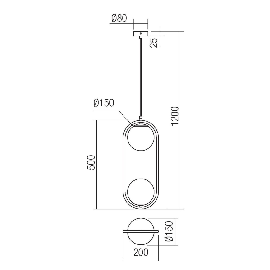 Redo 01-2626 - Lampadario a sospensione con filo NIVA 2xE14/28W/230V
