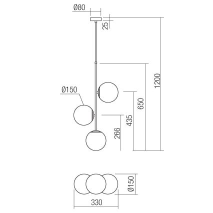 Redo 01-2627 - Lampadario a sospensione con filo NIVA 3xE14/28W/230V