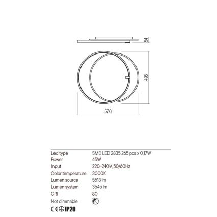 Redo 01-2660 - Plafoniera LED ARP LED/45W/230V nero