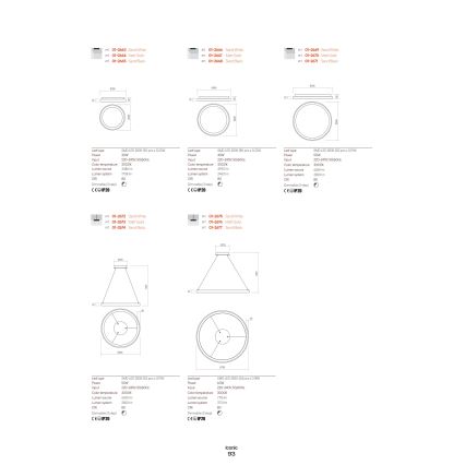 Redo 01-2667 - Plafoniera LED dimmerabile ICONIC LED/40W/230V diametro 48 cm oro