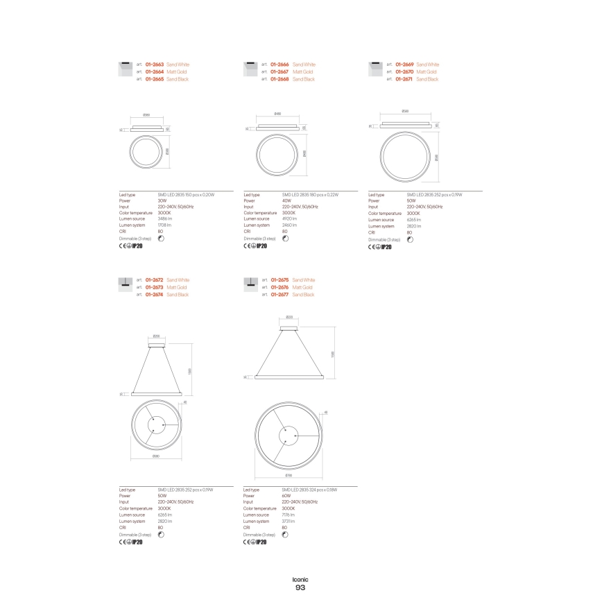 Redo 01-2670 - Plafoniera LED dimmerabile ICONIC LED/50W/230V diametro 58 cm oro