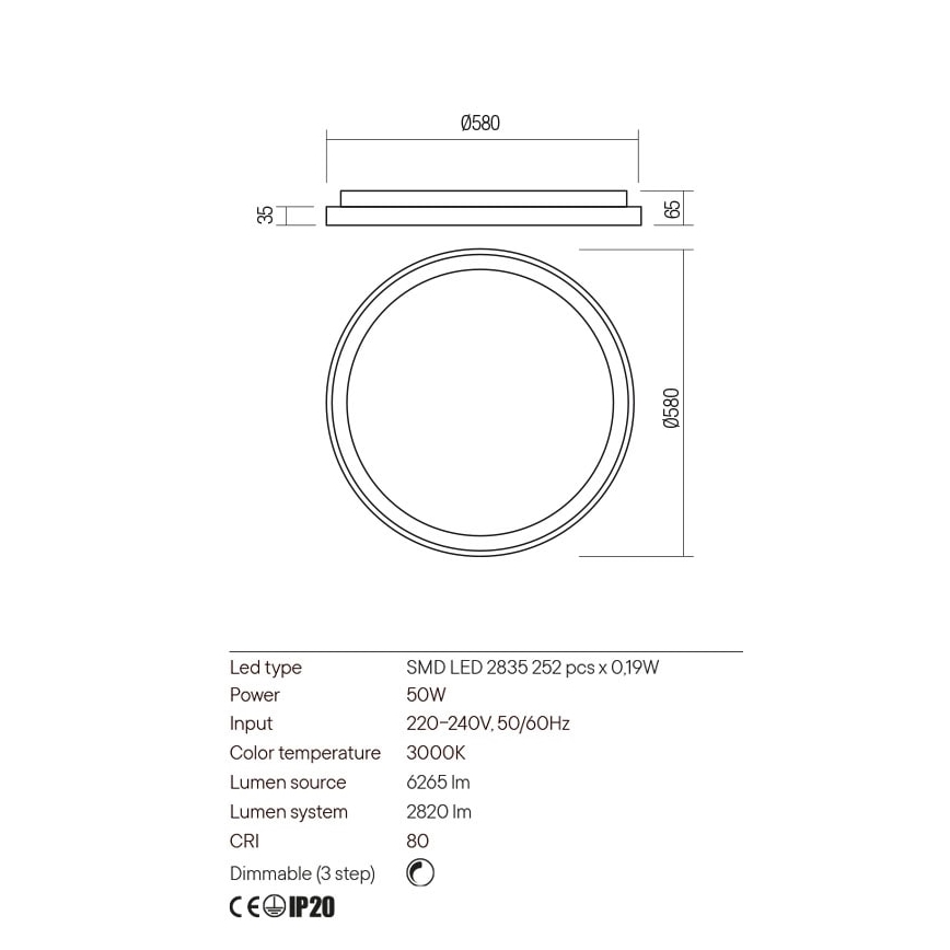 Redo 01-2670 - Plafoniera LED dimmerabile ICONIC LED/50W/230V diametro 58 cm oro