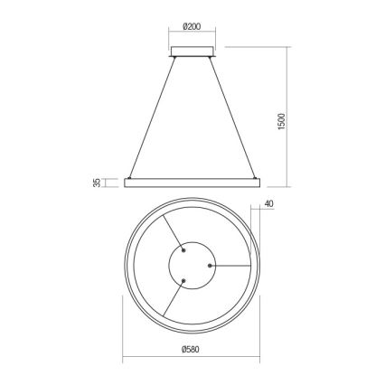 Redo 01-2672 - Lampadario a sospensione dimmerabile con cavo ICONIC, LED 50W/230V, Ø 58 cm, bianco