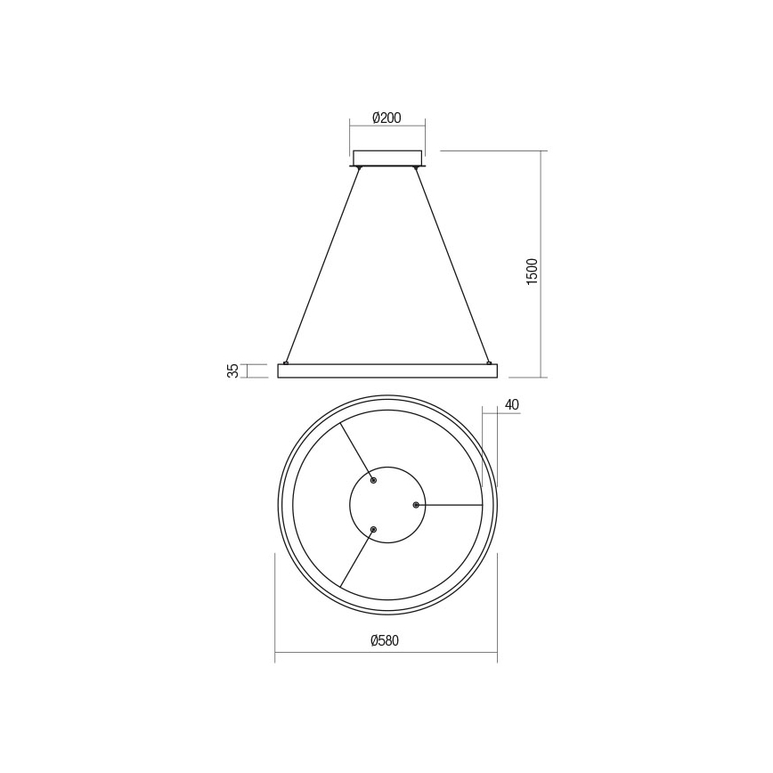 Redo 01-2672 - Lampadario a sospensione dimmerabile con cavo ICONIC, LED 50W/230V, Ø 58 cm, bianco