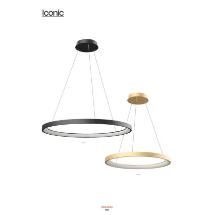 Redo 01-2674- Lampadario a sospensione con filo LED dimmerabile ICONIC LED/50W/230V diametro 58 cm nero