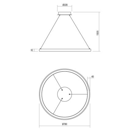 Redo 01-2675 - Lampadario LED dimmerabile sospeso su cavo ICONIC LED/60W/230V Ø 78 cm, bianco