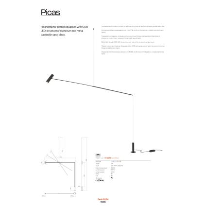 Redo 01-2695 - Lampada da terra dimmerabile a LED PICAS LED/12W/230V nero