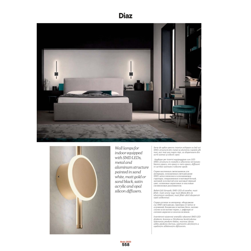 Redo 01-2697 - Applique LED DIAZ LED/20W/230V CRI 90 oro