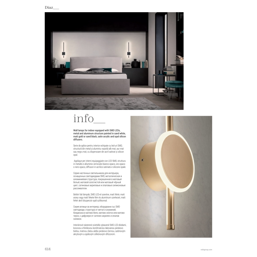 Redo 01-2699 - Applique a LED DIAZ LED/18W/230V CRI 90 bianco