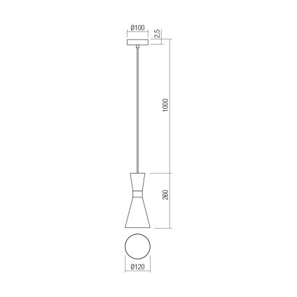 Redo 01-2711 - Lampadario a sospensione con filo KILT 1xE27/42W/230V diametro 12 cm nero