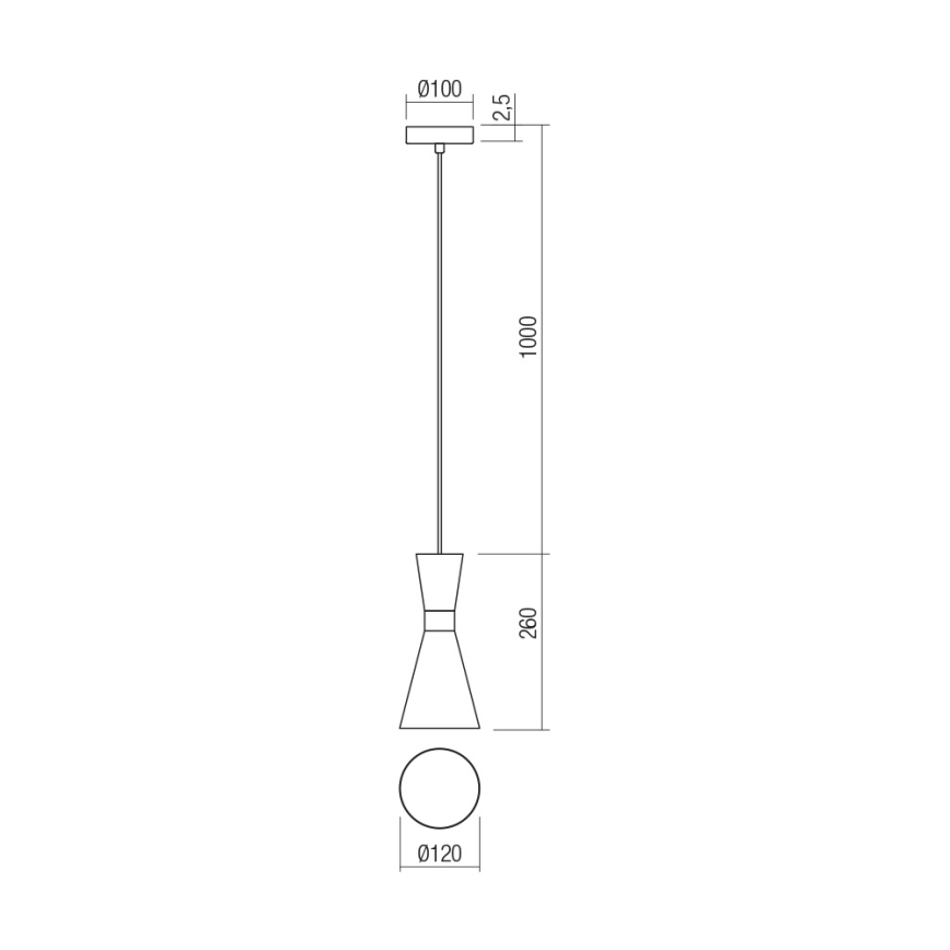 Redo 01-2711 - Lampadario a sospensione con filo KILT 1xE27/42W/230V diametro 12 cm nero
