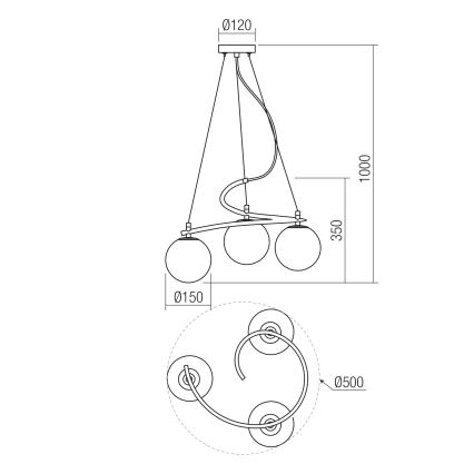 Redo 01-2715 - Lampadario a sospensione con filo VOLLEY 3xE14/28W/230V oro