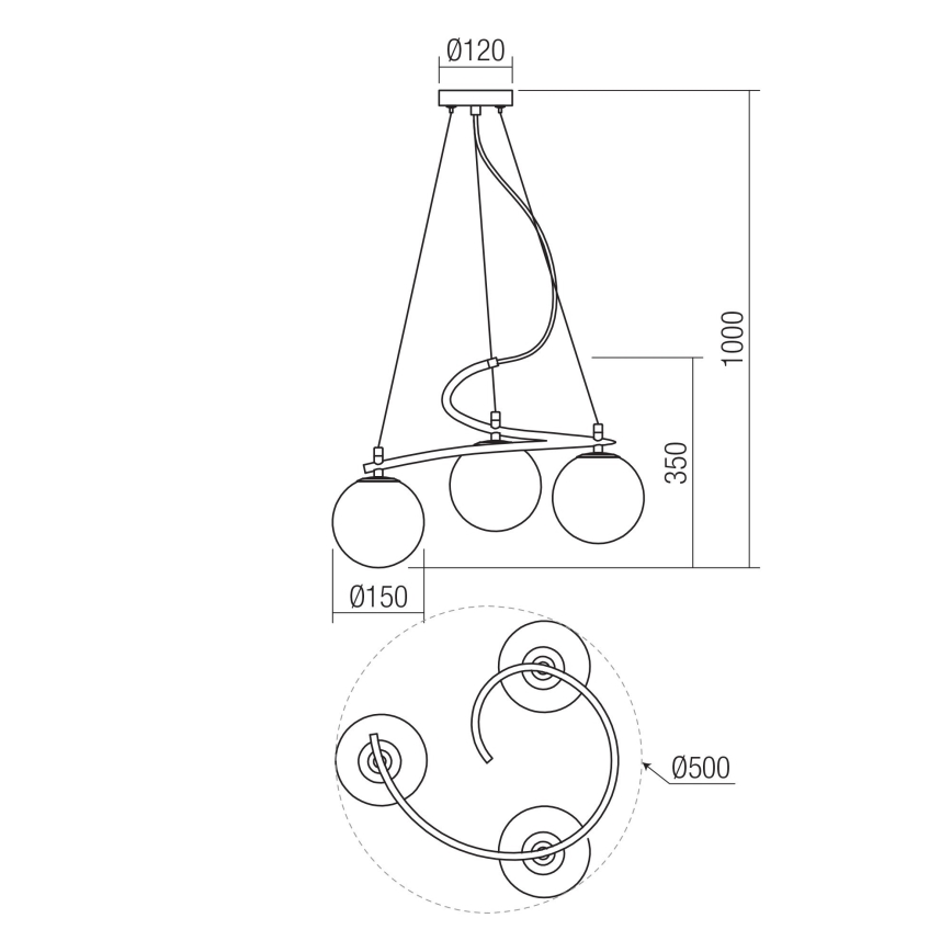 Redo 01-2715 - Lampadario a sospensione con filo VOLLEY 3xE14/28W/230V oro