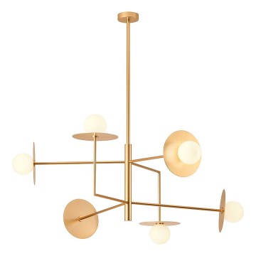 Redo 01-2733 - Lampadario a sospensione con supporto rigido PLATO 6xG9/10W/230V oro