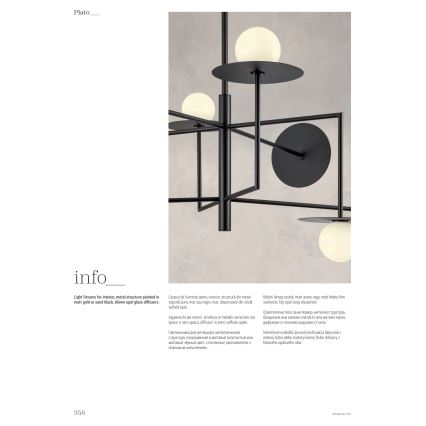 Redo 01-2733 - Lampadario a sospensione con supporto rigido PLATO 6xG9/10W/230V oro