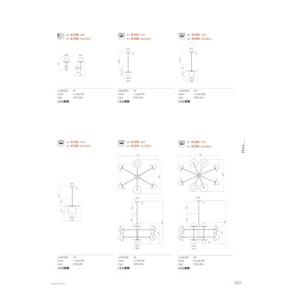 Redo 01-2733 - Lampadario a sospensione con supporto rigido PLATO 6xG9/10W/230V oro