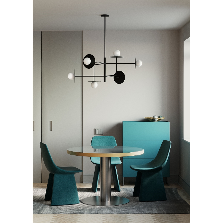 Redo 01-2734 - Lampadario a sospensione con supporto rigido PLATO 6xG9/10W/230V nero