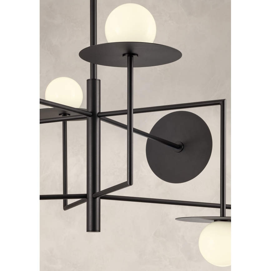 Redo 01-2734 - Lampadario a sospensione con supporto rigido PLATO 6xG9/10W/230V nero