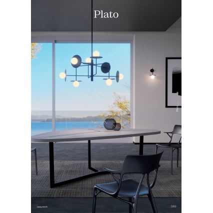 Redo 01-2734 - Lampadario a sospensione con supporto rigido PLATO 6xG9/10W/230V nero