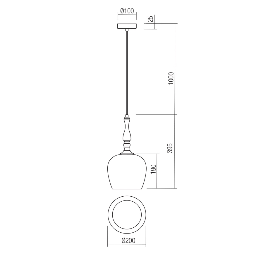 Redo 01-2740 - Lampadario a sospensione con filo TOLL 1xE27/42W/230V bronzo
