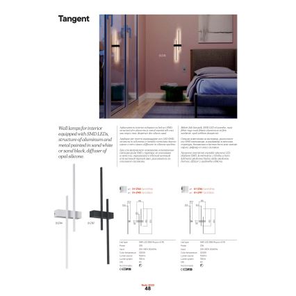 Redo 01-2745 - Lampada da parete LED TANGENT LED/13W/230V CRI 90 nera