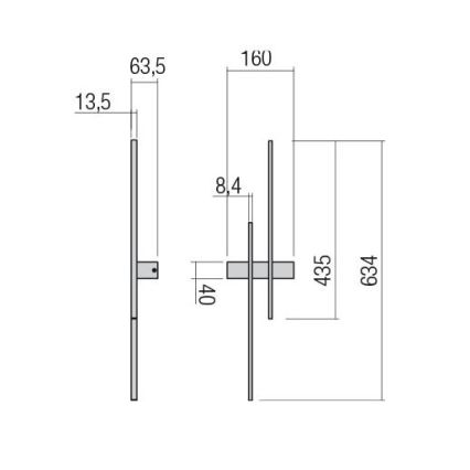 Redo 01-2745 - Lampada da parete LED TANGENT LED/13W/230V CRI 90 nera