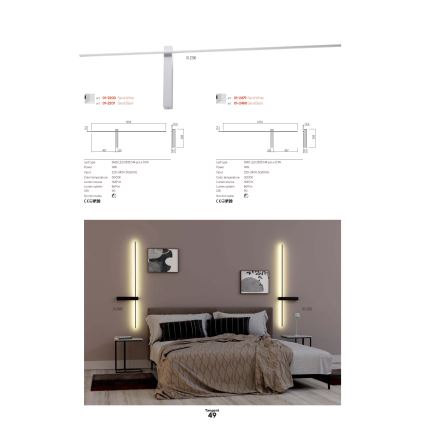 Redo 01-2747 - Lampada da parete LED TANGENT 13W/230V 3000K 63,4 cm CRI 90 nero