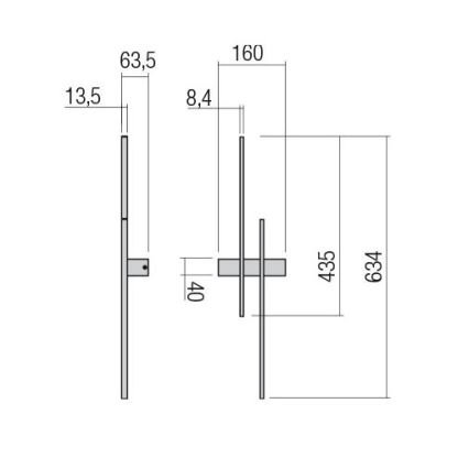 Redo 01-2747 - Lampada da parete LED TANGENT 13W/230V 3000K 63,4 cm CRI 90 nero