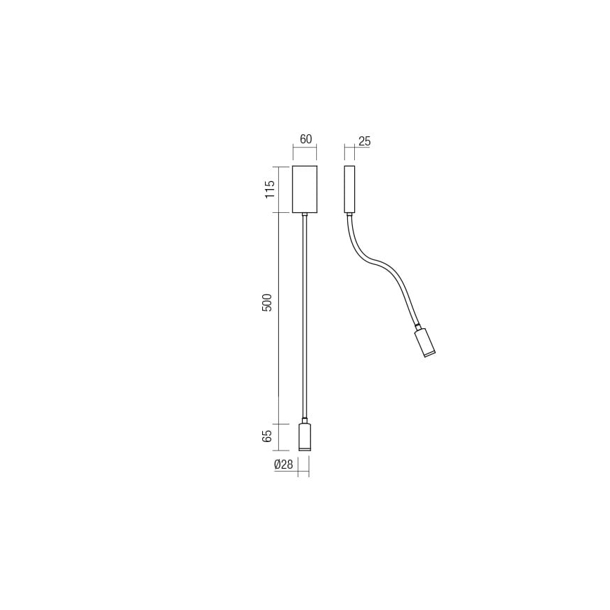 Redo 01-2755 - Lampada flessibile LED WALLIE LED/3W/230V USB CRI 90 nera