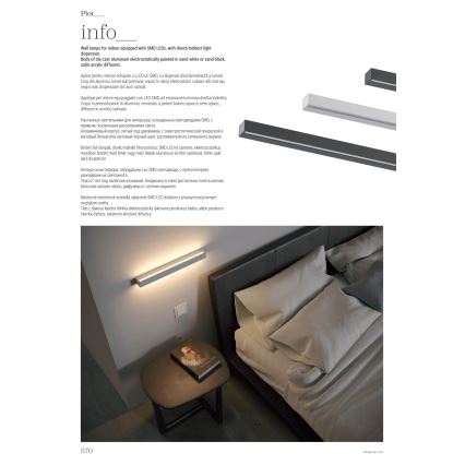 Redo 01-2765 - Applique LED PLOT LED/31W/230V 90 cm nero