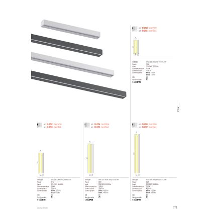 Redo 01-2765 - Applique LED PLOT LED/31W/230V 90 cm nero