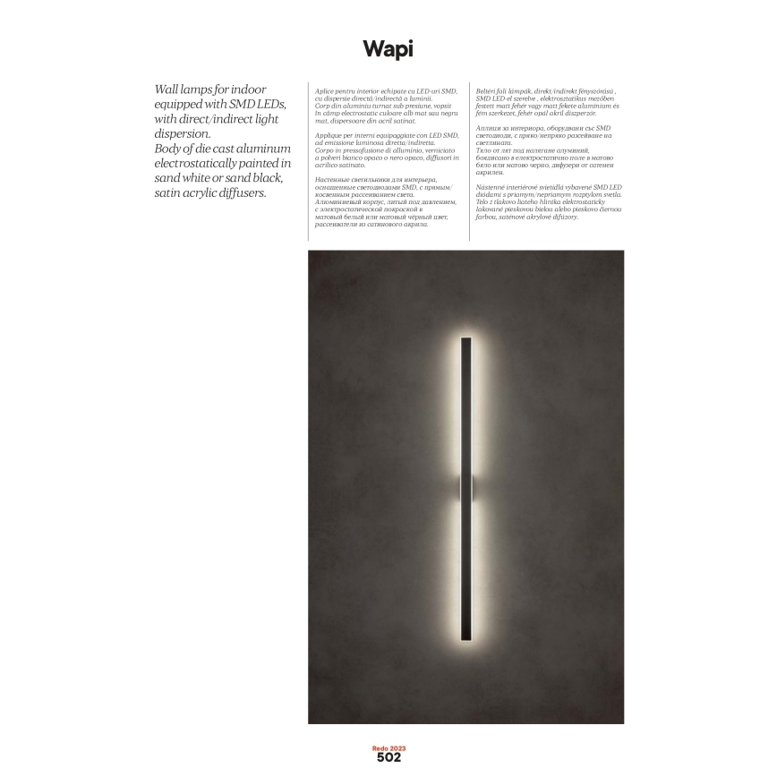 Redo 01-2770 - Lampada da parete WAPI a LED 30W/230V, 119 cm, bianca